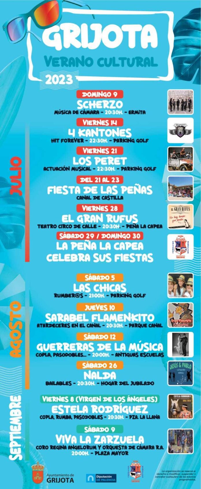 Cartel de la programación de verano en Grijota