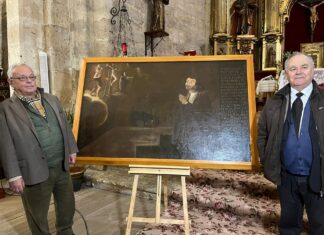 El exvoto taurino de la Colegiata de San Miguel Arcángel de Ampudia ya luce así tras su restauración