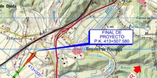 Punto donde acabará el tramo Palencia-Alar y junto a Nogales, la línea de ferrocarril convencional. La distancia entre una y otra será cubierta con el viaducto.