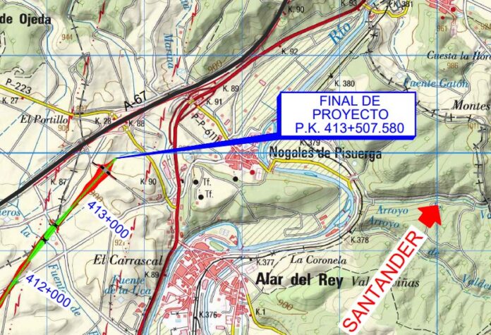 NOgales de Pisuerga Punto donde acabará el tramo Palencia-Alar y junto a Nogales, la línea de ferrocarril convencional. La distancia entre una y otra será cubierta con el viaducto.