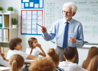 Profesor honorífico dando clases a aliumnos