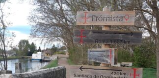 Canal de castilla y Camino de Santiago a su paso por Frómista