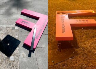 Aparecen destrozadas varias de las letras de reclamo del Festival Internacional de Fotografía de Palencia Destrozos letras F Festival de Fotografia de Palencia