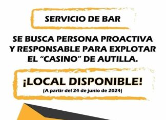 Autilla del Pino busca nuevo/a conserje para “El Casino” de la Asociación Cartel responsable bar Autilla del Pino El Casino