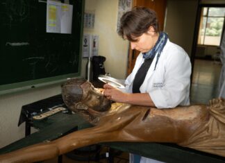 40 piezas de arte pasan por la ‘UVI’ del taller de restauración de la Diputación y la Diócesis de Palencia