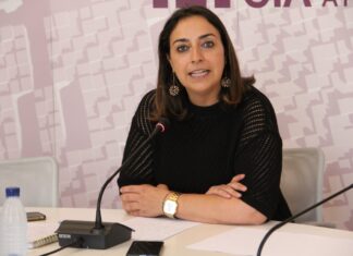 Miriam Andrés reprueba el anuncio de elecciones del PP y defiende la separación entre partido e instituciones Miriam Andrés en rueda de prensa