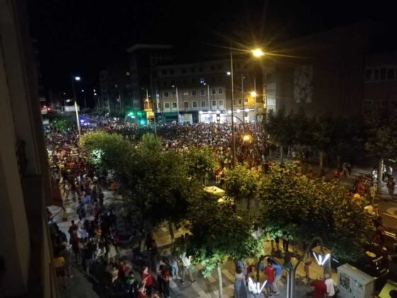 Plaza Espa&ntilde;a en la celebraci&oacute;n de la Eurocopa en Palencia