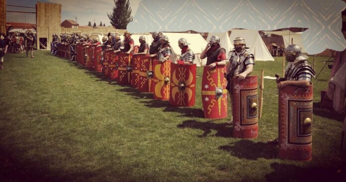recreación Roma en la Villa Romana La Olmeda