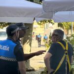 Tala de la rama del árbol en la Plaza Mayor