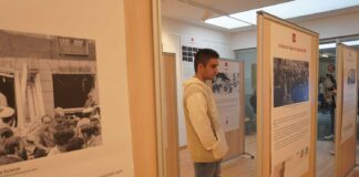 Acto inaugural de la exposición sobre el atentado de ETA en la Cafetería Rolando, que puede visitarse en el Campus de Palencia