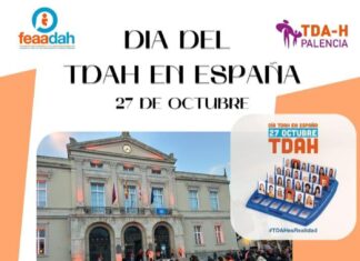 TDAH Palencia celebra su Día de Sensibilización con una Masterclass de Zumba en la Plaza Mayor Cartel del Día del TDAH en España, del evento solidario de Zumba en Palencia