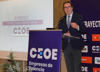Garamendi, en Palencia, cree que la subida del salario mínimo haría “un daño muy grande” Brágimo / ICAL. IX Premio Trayectoria Empresarial de CEOE Palencia, en la imagen intervencion de Antonio Garamendi, presidente de CEOE
