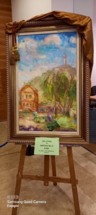 Antonio de la Pe&ntilde;a en la inauguraci&oacute;n de la muestra Arte Palencia del colectivo Thield&oacute;n