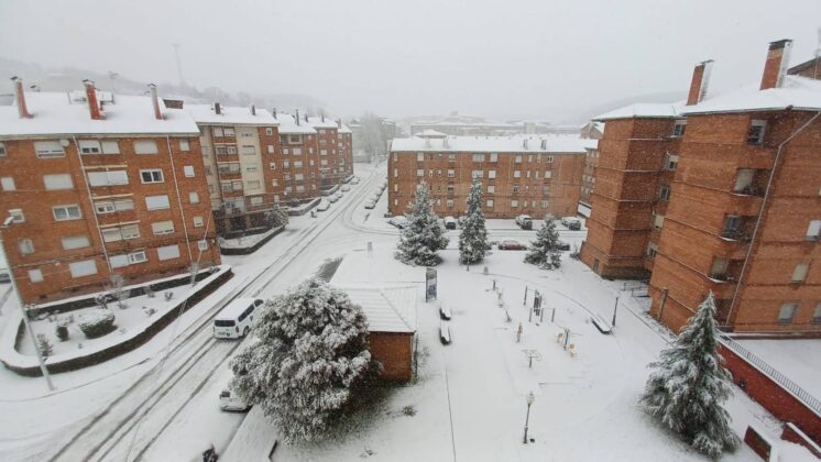 Nevada en Guardo el 20 de enero de 2025. Fotograf&iacute;a cedida por Julita