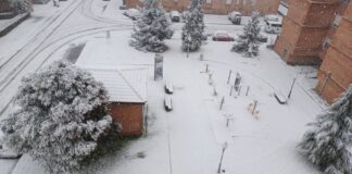 Nevada en Guardo el 20 de enero de 2025. Fotografía cedida por Julita