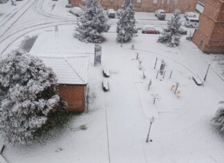 Nevada en Guardo el 20 de enero de 2025. Fotografía cedida por Julita