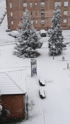 Nevada en Guardo el 20 de enero de 2025. Fotograf&iacute;a cedida por Julita