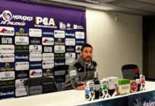 Álex Izquierdo en rueda de prensa posterior al empate ante Briviesca