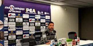 Álex Izquierdo en rueda de prensa posterior al empate ante Briviesca