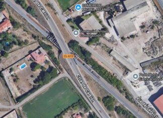 Vista aérea de la pasarela de la avenida de Asturias.