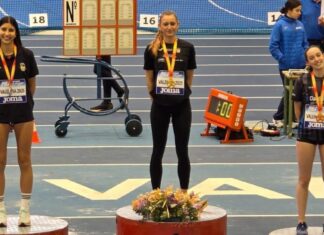 Aitana Alonso, en el podio de salto de altura