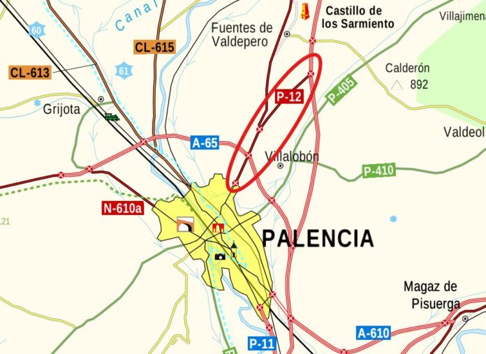 Carretera P-12 de acceso a la cuidad de Palencia