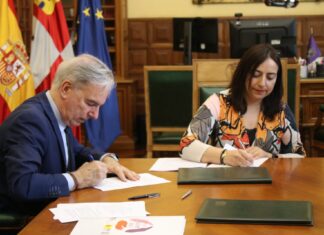 El subdelegado del Gobierno en Palencia, Ángel Miguel, y la alcaldesa de la ciudad, Miriam Andrés