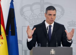 Pedro Sánchez en comparecencia. RTVE