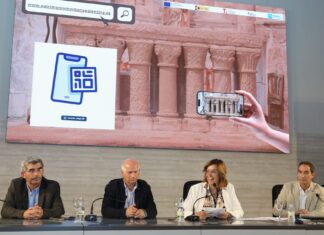 La Diputación de Palencia presenta su nueva Web-app de la Montaña Palentina La presidenta de la diputación, Ángeles Armisén, acompañada del vicepresidente, Urbano Alonso; el diputado delegado de Agricultura y Ganadería, Jesús Sevilla(I); y responsable del servicio de Cultura, José Luis Campo(D), presentan el resultado de las actuaciones de digitalización de monumentos del patrimonio románico y minero de la Montaña Palentina, enmarcado en el PSTD Montaña Palentina. Fotografía: Brágimo (ICAL)