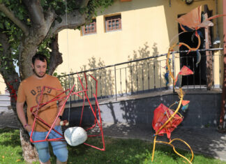 Exposición 'Bichos' de José Castrillo en el patio del museo de arte contemporáneo de Carrión de los Condes (Palencia). Brágimo (ICAL)