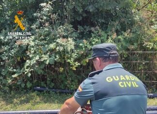 Destruido un proyectil localizado en la localidad de Cabria. Fotografía: Guardia Civil