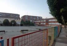 Vista general del patio del colegio Ave María de la capital, donde se ubicará la estructura para proteger a los alumnos. / Óscar Herrero