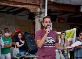 Borja Barba en la manifestación de Cervera contra los incendios en la Montaña Palentina
