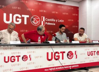 UGT alerta de turnos “sin agua ni comida” y falta de medios en el incendio en la Montaña Palentina Rueda de prensa de UGT sobre los incendios forestales. Fotografía: Palencia en la Red