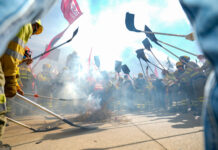 UGT y CCOO convocan una manifestación, de carácter estatal, para exigir la equiparación laboral de los bomberos forestales y la profesionalización del colectivo. Fotografía: R. Valtero (ICAL)