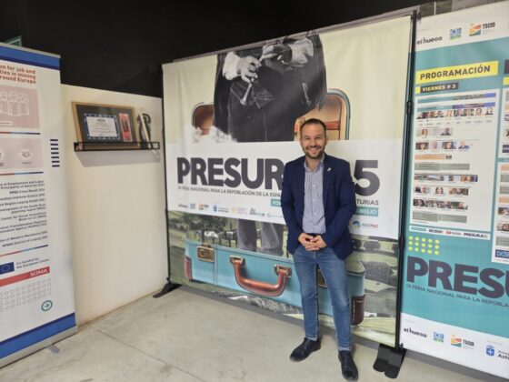 Cristian Delgado, Alcalde de Barruelo, en la feria Presura 2025 de San Mart&iacute;n del Rey Aurelio, Asturias