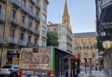 La Villa Romana La Olmeda recorre San Sebastián en autobús. Diputación de Palencia