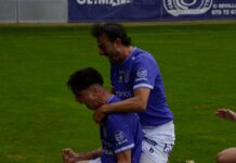Bruno y Felipe celebrando un gol contra el Santa Marta. Fotografía: Julio Robles