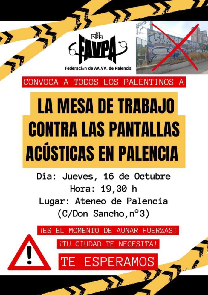 Cartel contra las pantallas acústicas